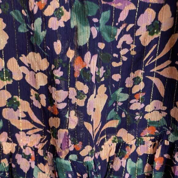 Shoshanna Women's Floral Metallic Puff Sleeve Ruffle Mini Dress Size 0 Fairy - Picture 12 of 12